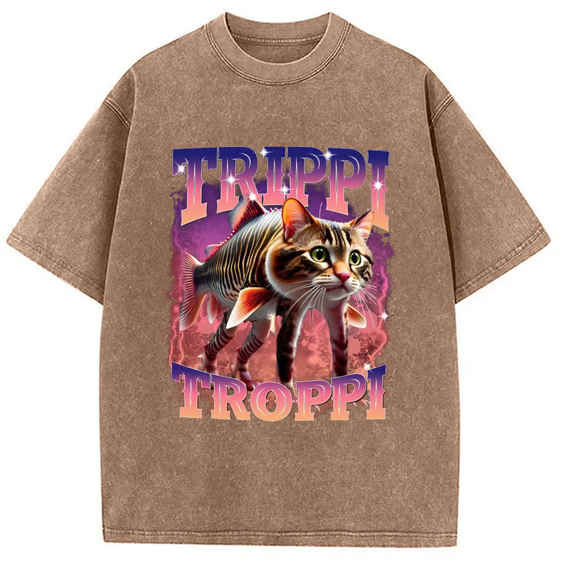 Tokyo-Assassin Trulimero Trulicina Funny Meme Washed T-Shirt-Tokyo-Assassin