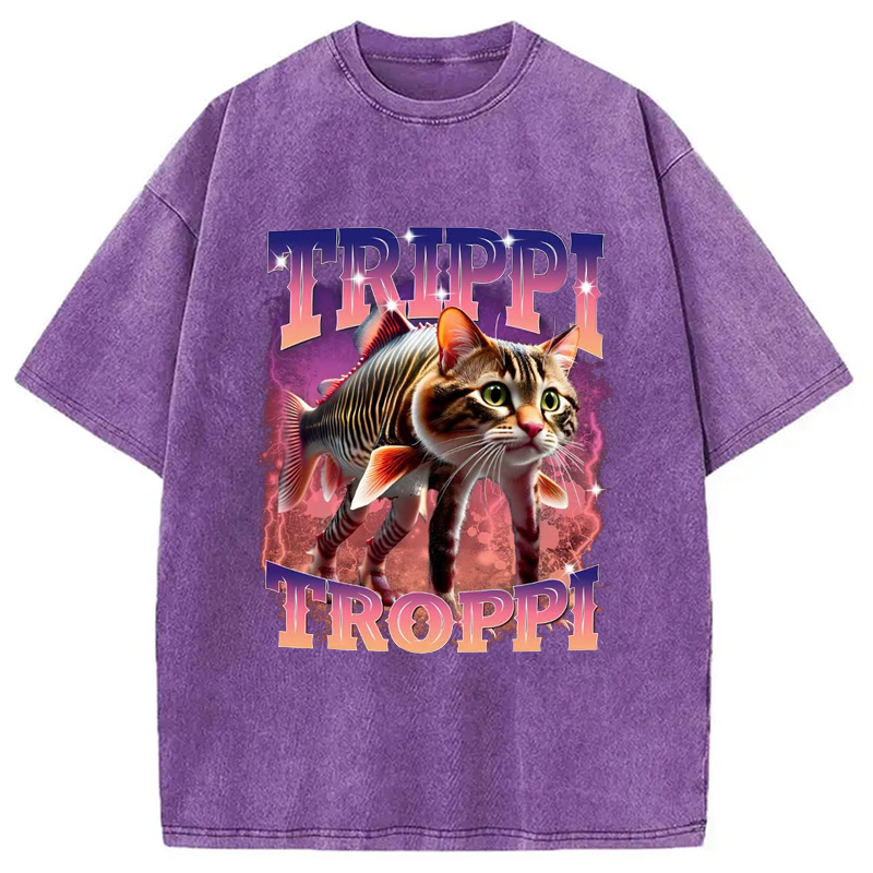 Tokyo-Assassin Trulimero Trulicina Funny Meme Washed T-Shirt-Tokyo-Assassin