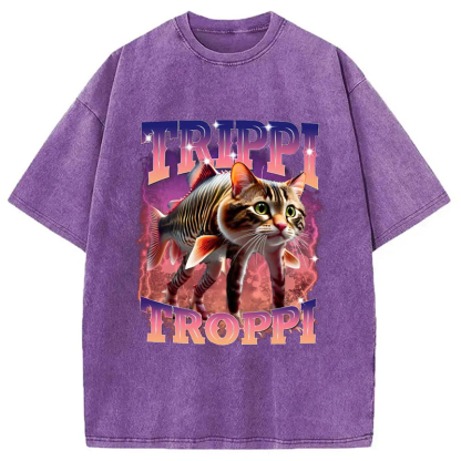 Tokyo-Assassin Trulimero Trulicina Funny Meme Washed T-Shirt-Tokyo-Assassin