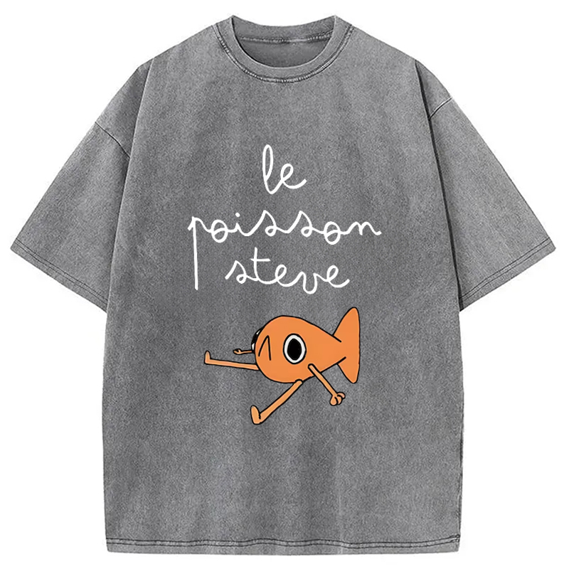 Tokyo-Assassin Le Poisson Steve Funny Meme  Washed T-Shirt-Tokyo-Assassin