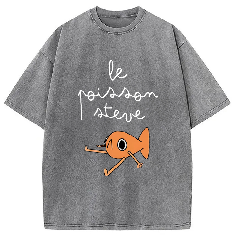 Tokyo-Assassin Le Poisson Steve Funny Meme  Washed T-Shirt-Tokyo-Assassin
