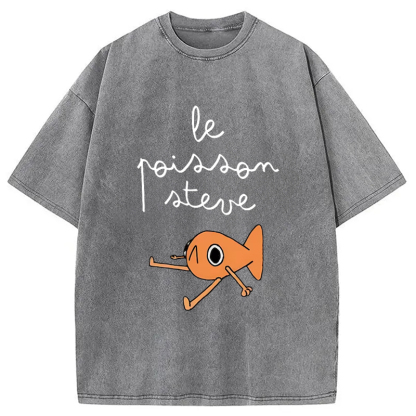 Tokyo-Assassin Le Poisson Steve Funny Meme  Washed T-Shirt-Tokyo-Assassin