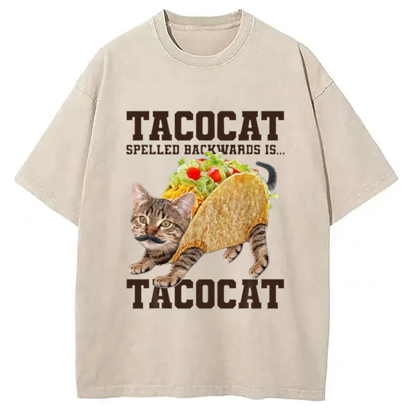 Tokyo-Assassin Tacocat Silly Cat Meme Washed T-Shirt-Tokyo-Assassin