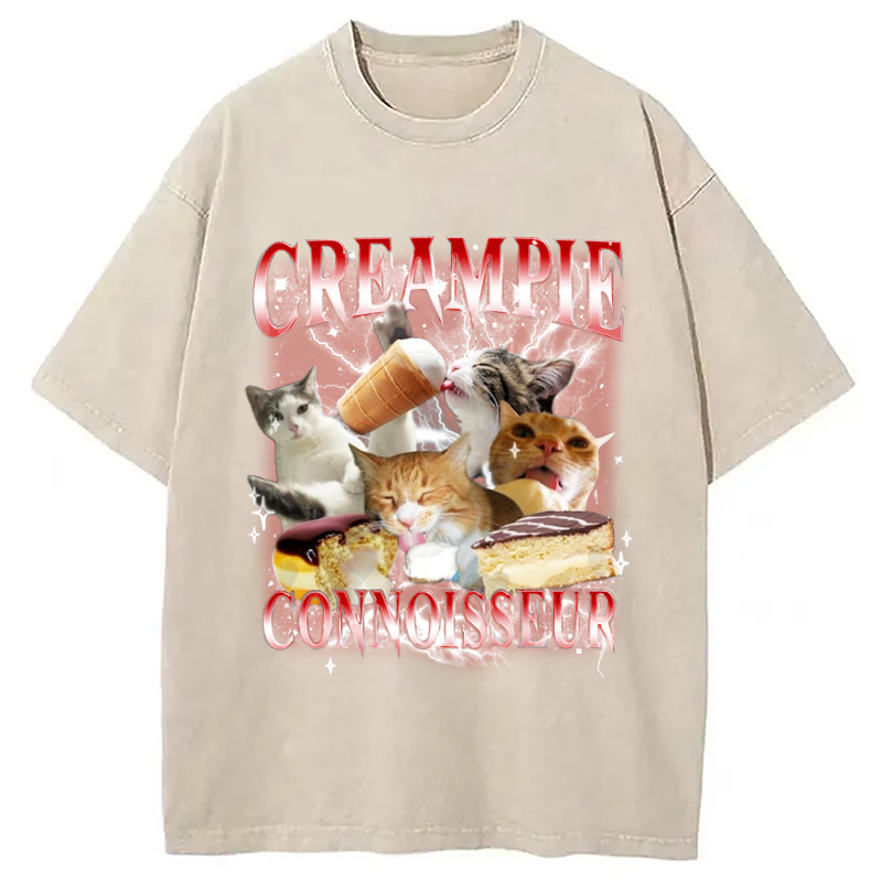 Tokyo-Assassin Funny Creampie Connoisseur Meme Washed T-Shirt-Tokyo-Assassin