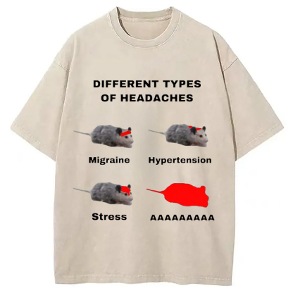Tokyo-Assassin Different Types Of Headaches Washed T-Shirt-Tokyo Assassin