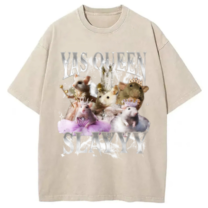Tokyo-Assassin Yas Queen Slay Rat Washed T-Shirt-Tokyo Assassin