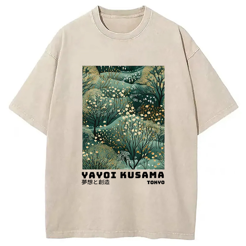 Tokyo-Assassin Yayoi Kusama Abstract Japanese Washed T-Shirt-Tokyo Assassin