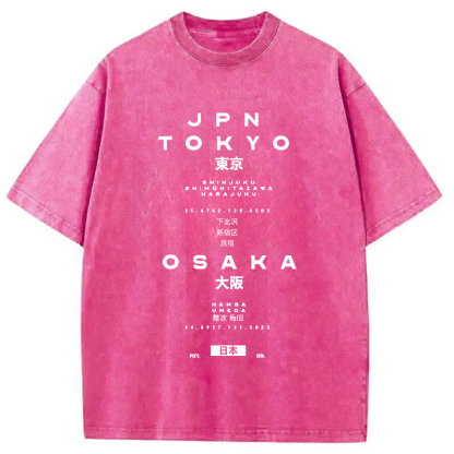 Tokyo-Assassin Tokyo and Osaka City District Washed T-Shirt-Tokyo Assassin