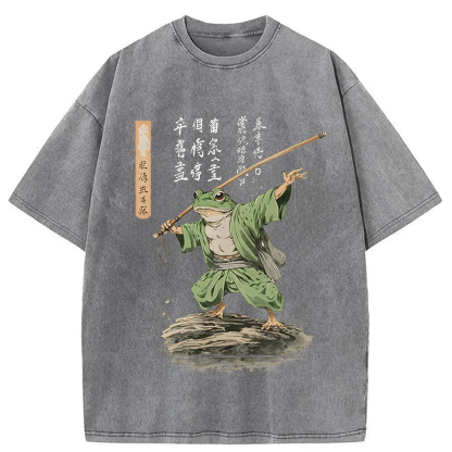 Tokyo-Assassin Frog Samurai Japanese Art Vintage Washed T-Shirt-Tokyo-Assassin
