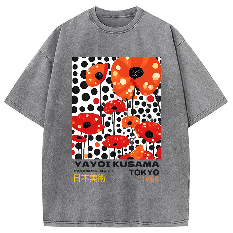 Tokyo-Assassin Artistic Creation Flower Vintage Washed T-Shirt-Tokyo-Assassin