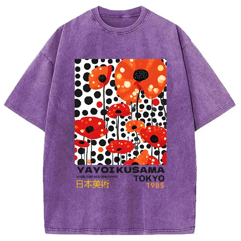 Tokyo-Assassin Artistic Creation Flower Vintage Washed T-Shirt-Tokyo-Assassin