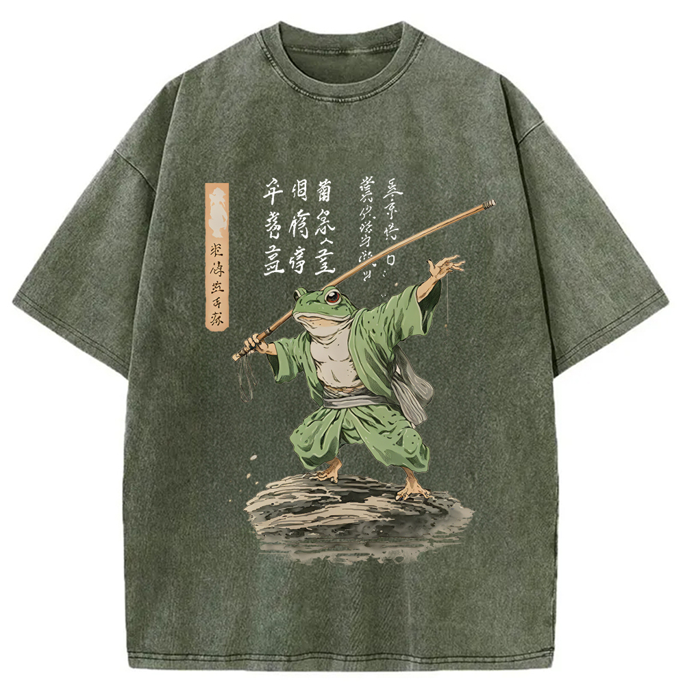Tokyo-Assassin Frog Samurai Japanese Art Vintage Washed T-Shirt-Tokyo-Assassin