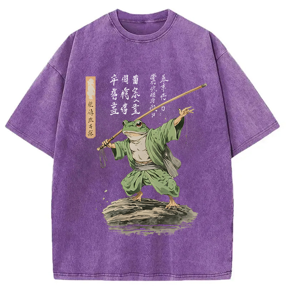 Tokyo-Assassin Frog Samurai Japanese Art Vintage Washed T-Shirt-Tokyo-Assassin
