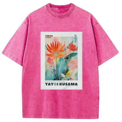 Tokyo-Assassin YAYOI KUSAMA Adult Staple Washed T-Shirt-Tokyo-Assassin