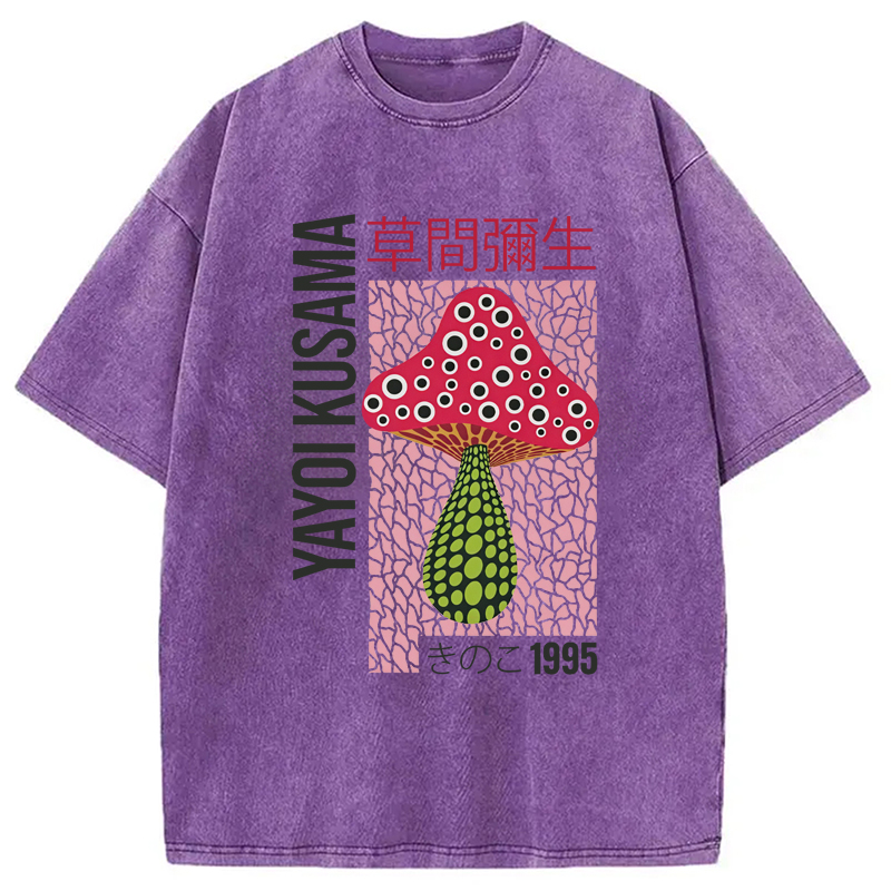 Tokyo-Assassin Artistic Creation Pink Mushroom Washed T-Shirt-Tokyo-Assassin