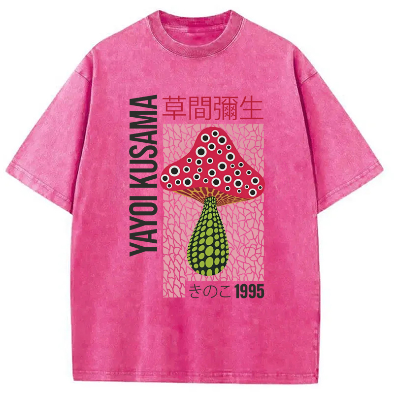 Tokyo-Assassin Artistic Creation Pink Mushroom Washed T-Shirt-Tokyo-Assassin