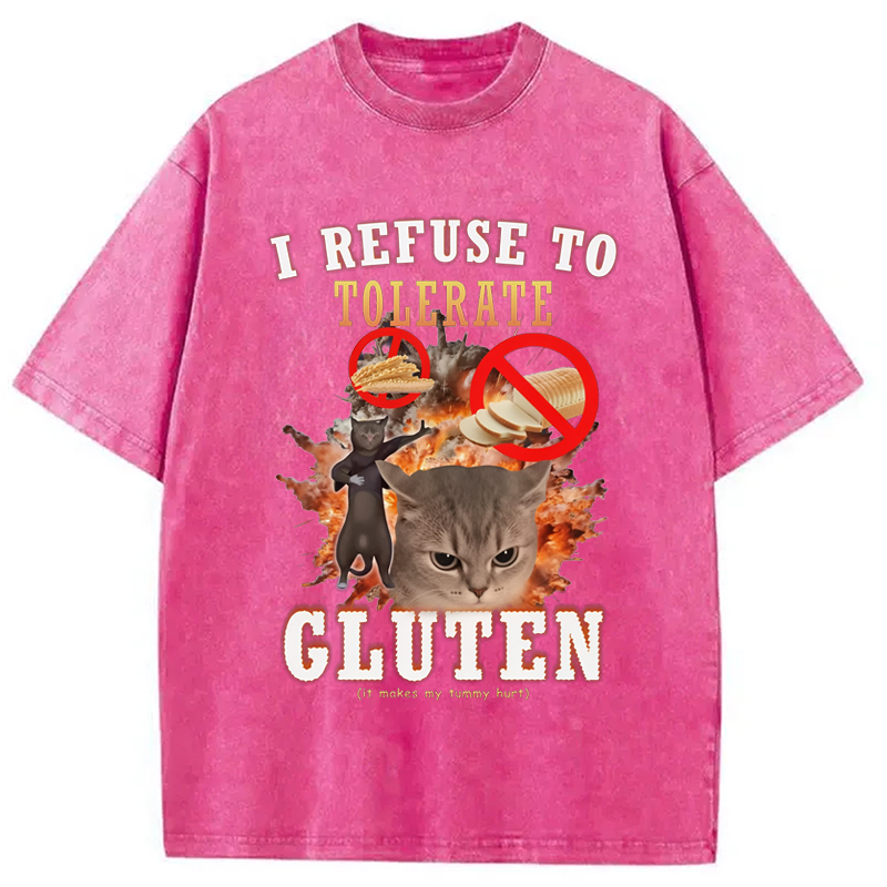 Tokyo-Assassin I Refuse to Tolerate Gluten Washed T-Shirt-Tokyo-Assassin