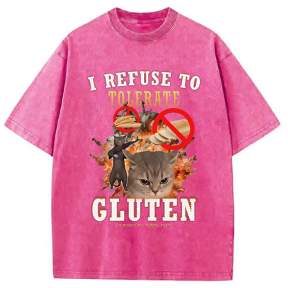 Tokyo-Assassin I Refuse to Tolerate Gluten Washed T-Shirt-Tokyo-Assassin