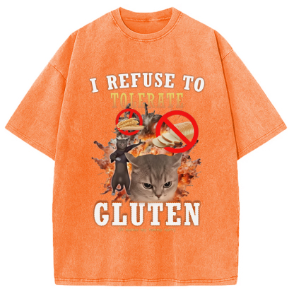 Tokyo-Assassin I Refuse to Tolerate Gluten Washed T-Shirt-Tokyo-Assassin