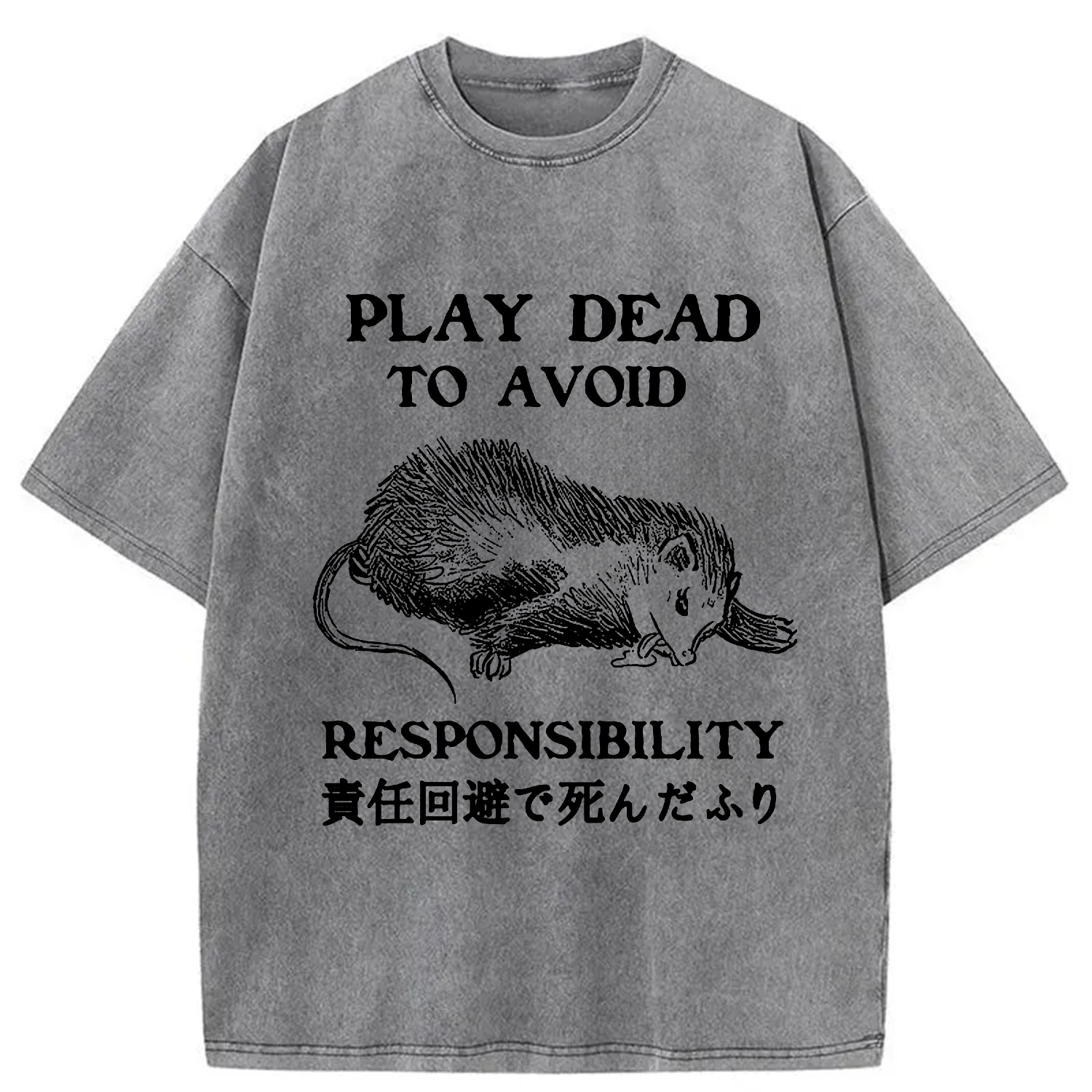 Tokyo-Assassin Play Dead To Avoid Responsibility Washed T-Shirt-Tokyo-Assassin