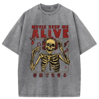 Tokyo-Assassin Music Keep Me Alive Washed T-Shirt-Tokyo-Assassin