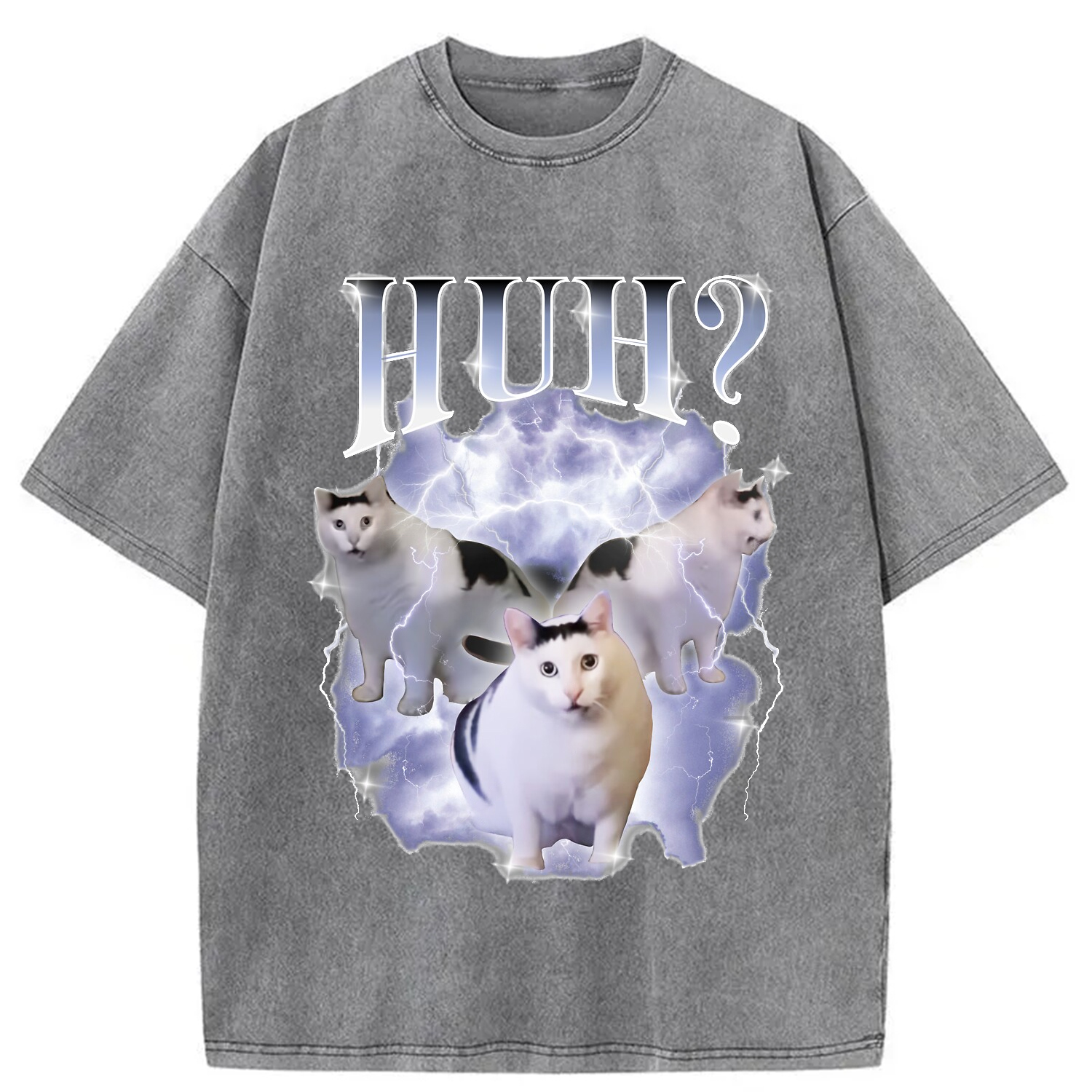 Tokyo-Assassin Huh Cat Chonky Ben Meme Washed T-Shirt-Tokyo-Assassin