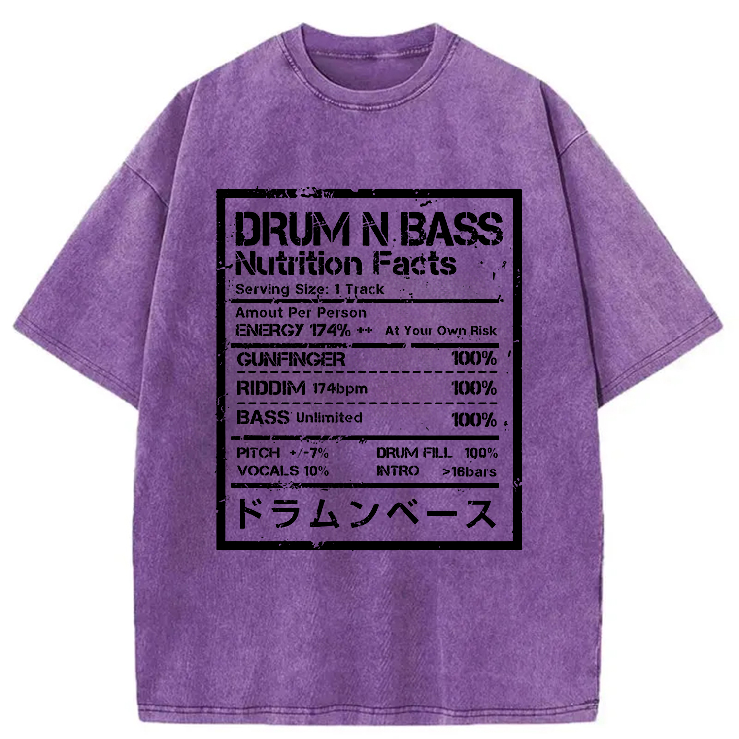 Tokyo-Assassin Drum&Bass Nutrition Facts Washed T-Shirt-Tokyo-Assassin