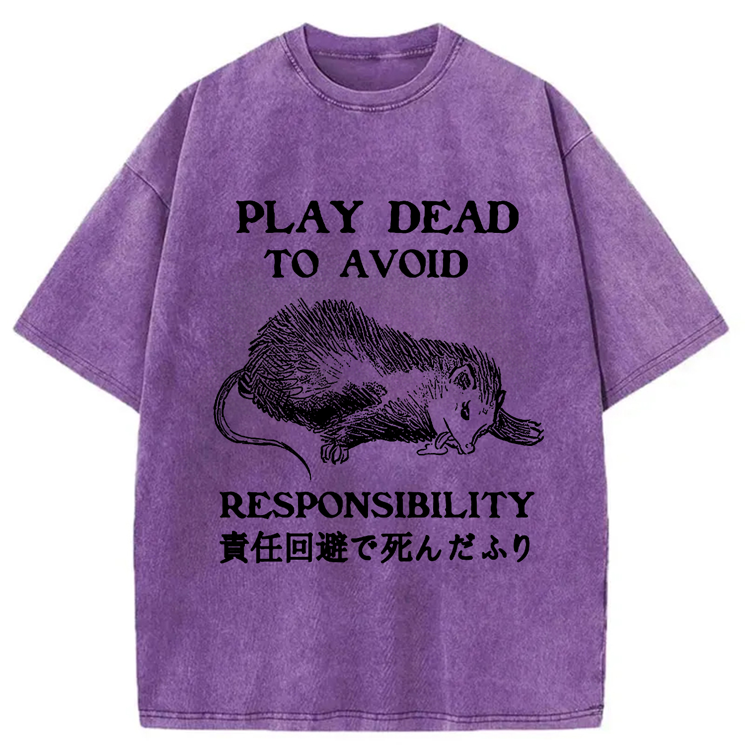 Tokyo-Assassin Play Dead To Avoid Responsibility Washed T-Shirt-Tokyo-Assassin