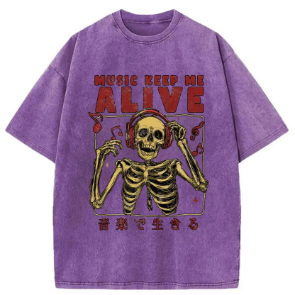 Tokyo-Assassin Music Keep Me Alive Washed T-Shirt-Tokyo-Assassin