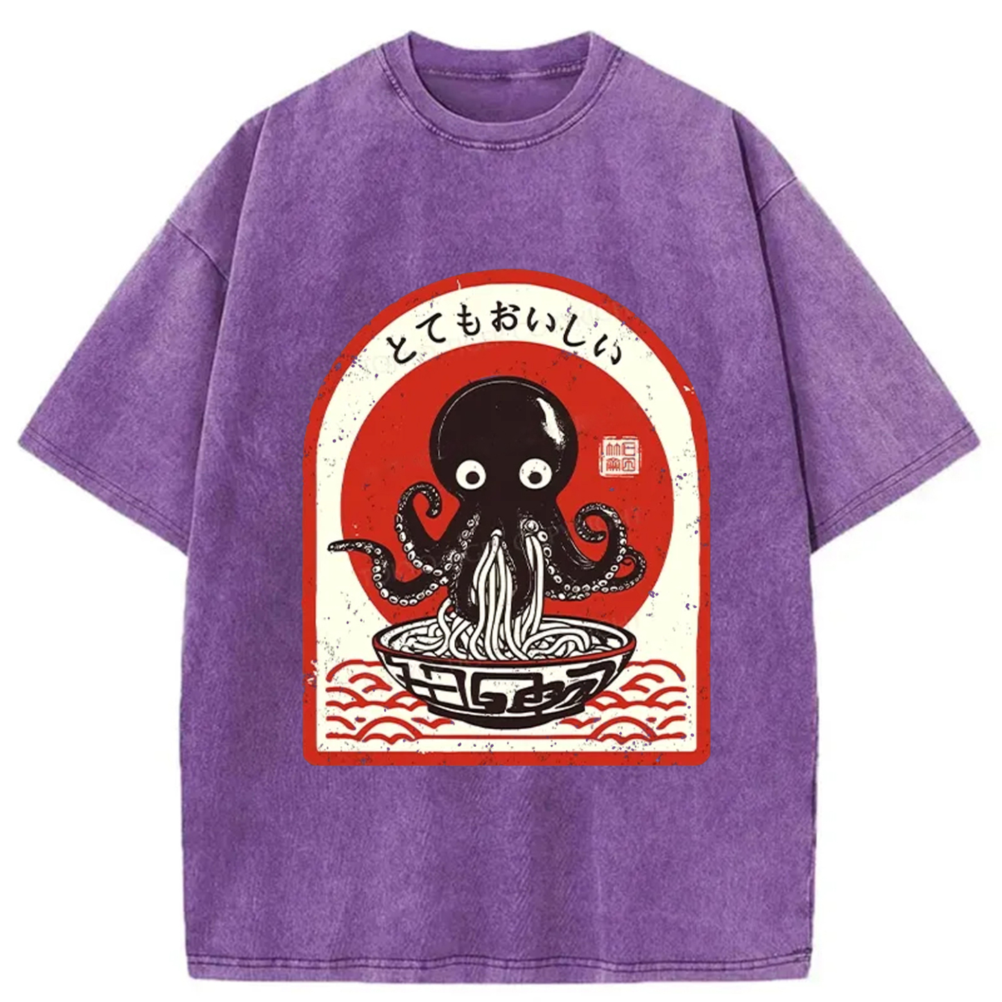 Tokyo-Assassin Ramen Lover Octopus Washed T-Shirt-Tokyo-Assassin