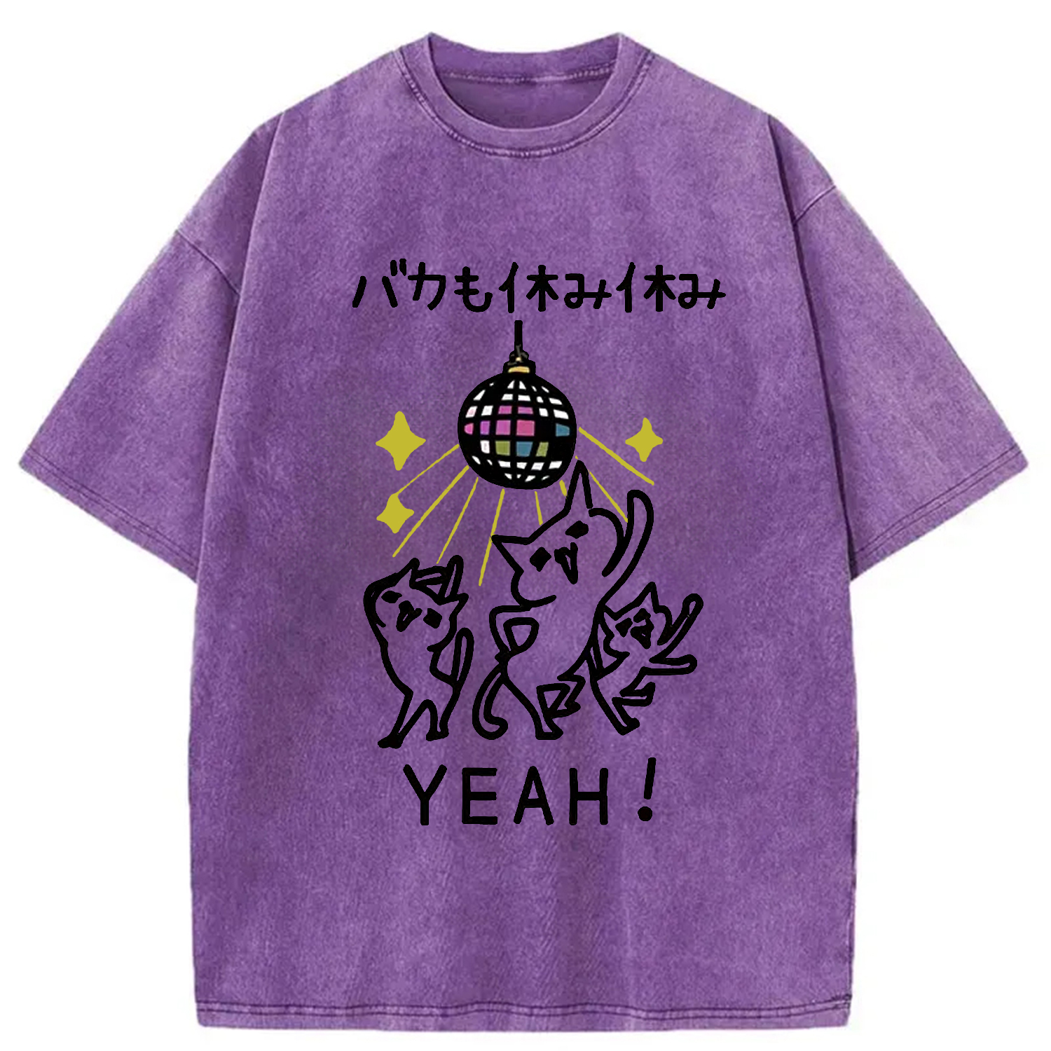 Tokyo-Assassin Cats Dancing Funny Washed T-Shirt-Tokyo-Assassin