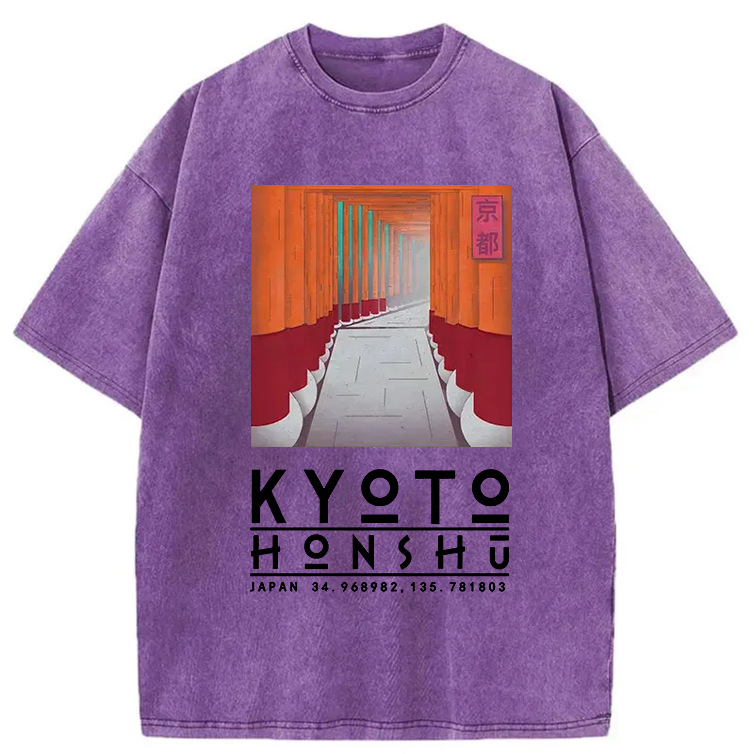 Tokyo-Assassin Kyoto Attractions Washed T-Shirt-Tokyo-Assassin