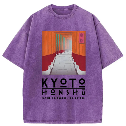 Tokyo-Assassin Kyoto Attractions Washed T-Shirt-Tokyo-Assassin