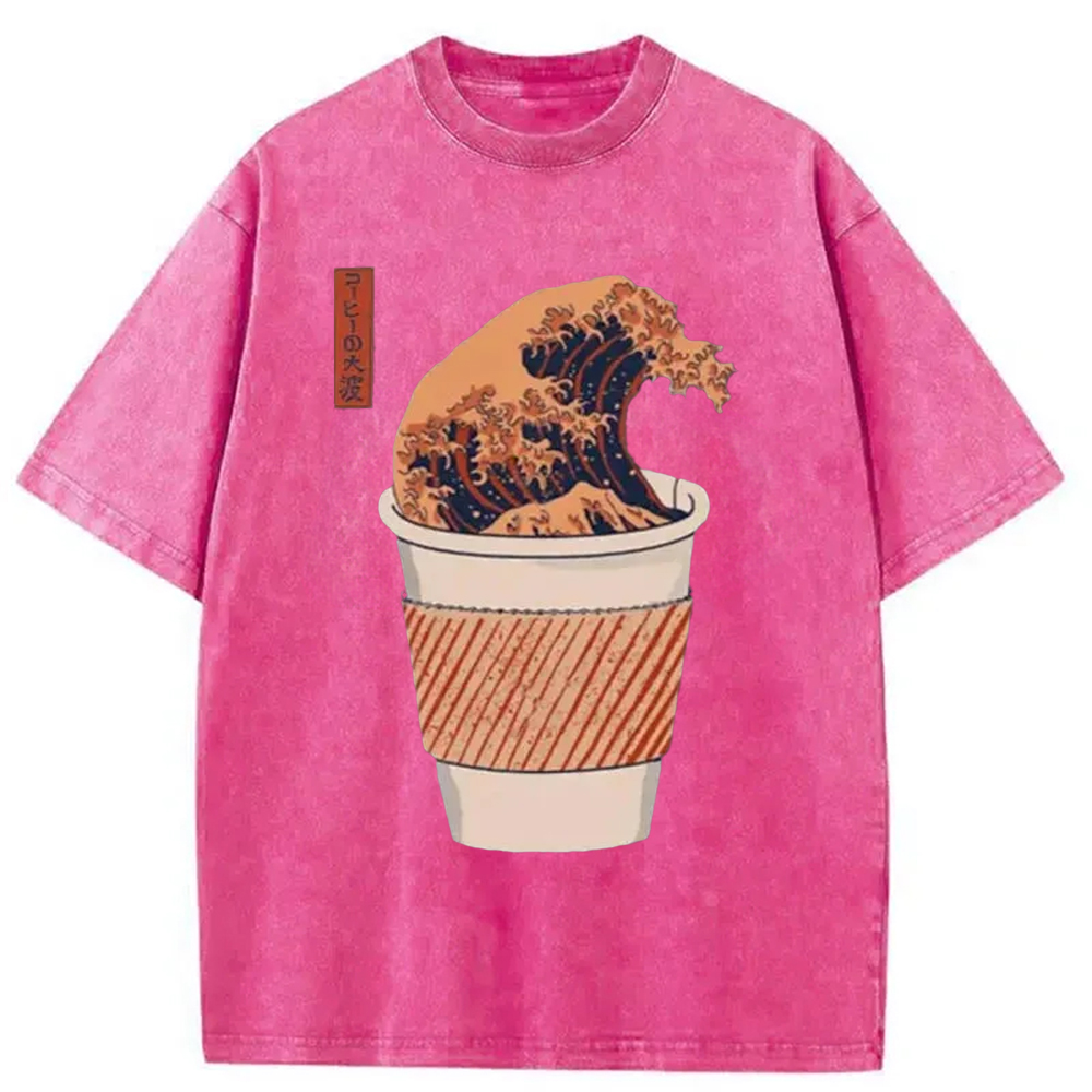 Tokyo-Assassin The Great Wave of Coffee Washed T-Shirt-Tokyo-Assassin