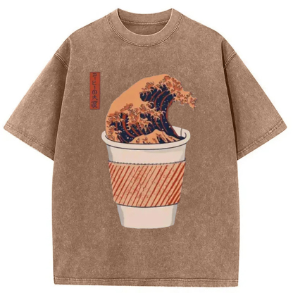 Tokyo-Assassin The Great Wave of Coffee Washed T-Shirt-Tokyo-Assassin