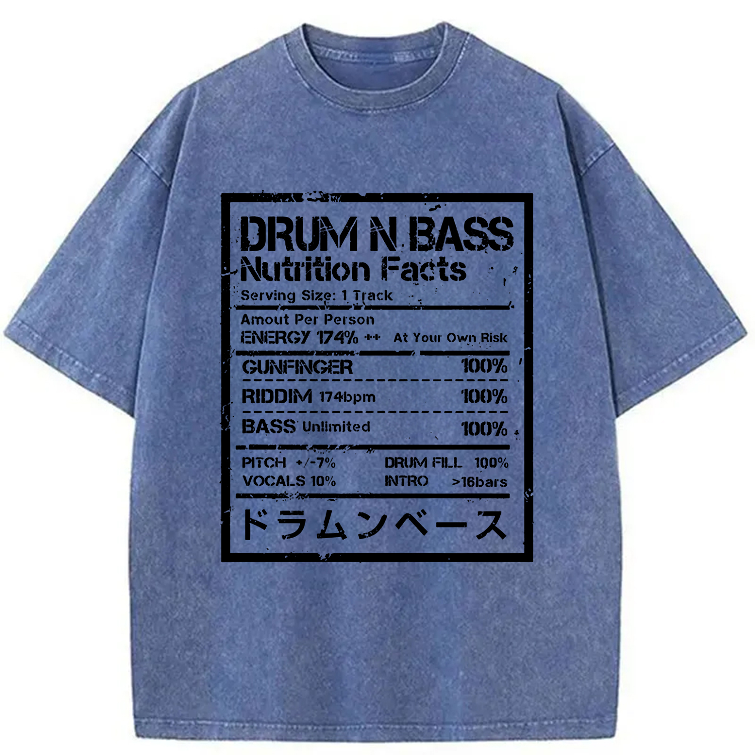 Tokyo-Assassin Drum&Bass Nutrition Facts Washed T-Shirt-Tokyo-Assassin