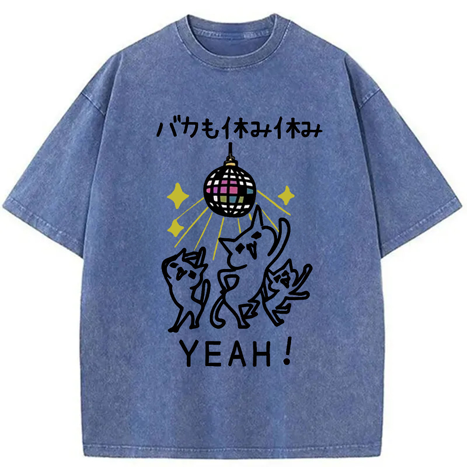 Tokyo-Assassin Cats Dancing Funny Washed T-Shirt-Tokyo-Assassin