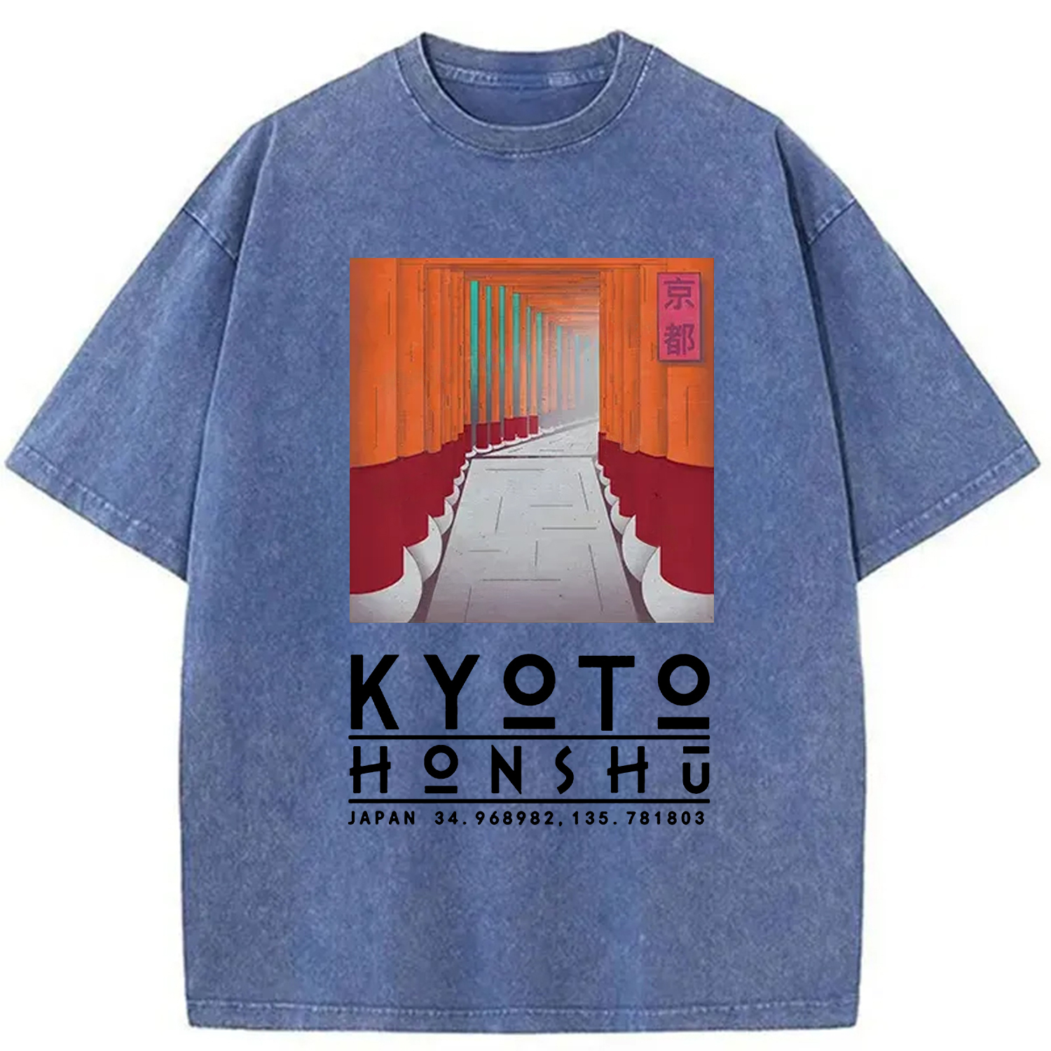 Tokyo-Assassin Kyoto Attractions Washed T-Shirt-Tokyo-Assassin
