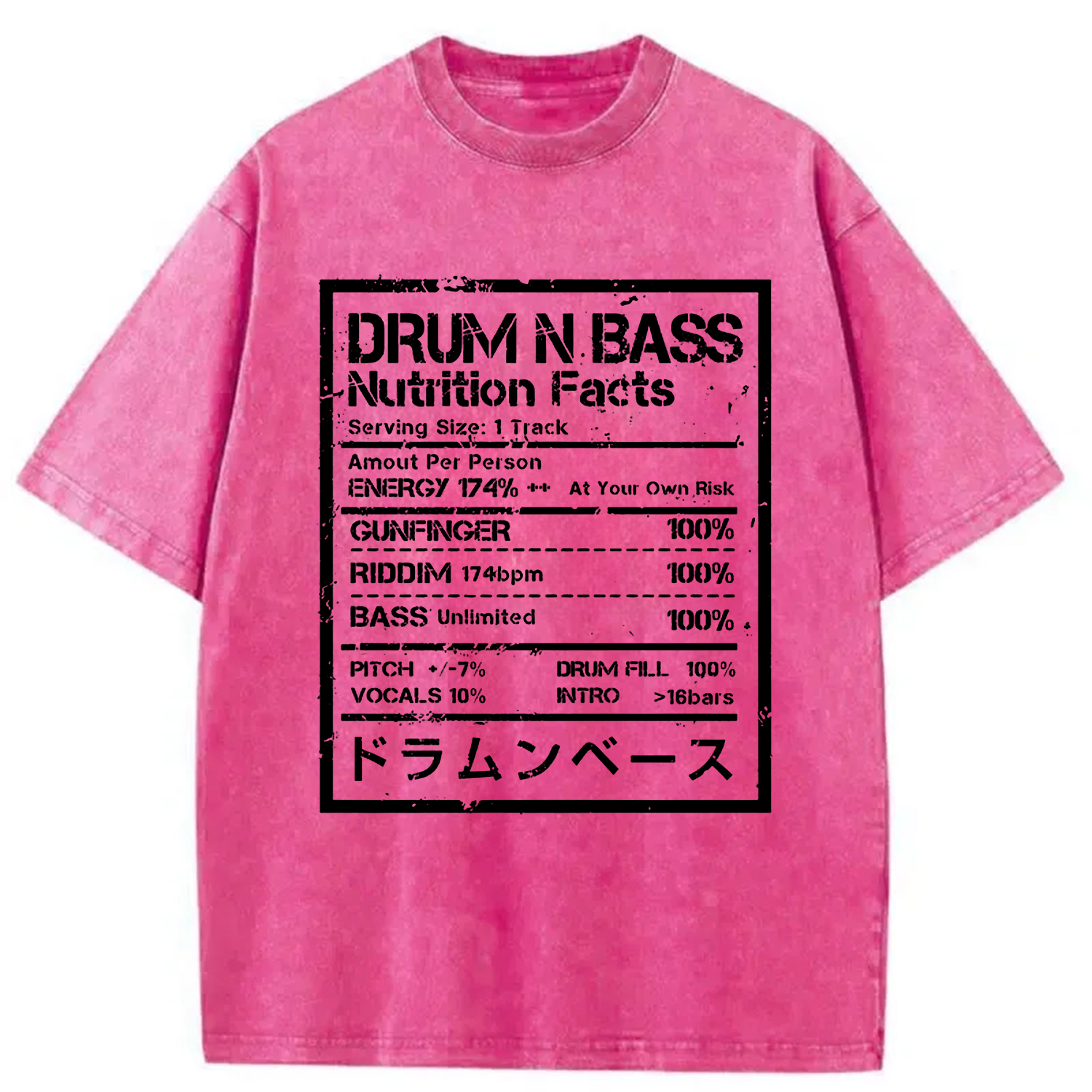 Tokyo-Assassin Drum&Bass Nutrition Facts Washed T-Shirt-Tokyo-Assassin
