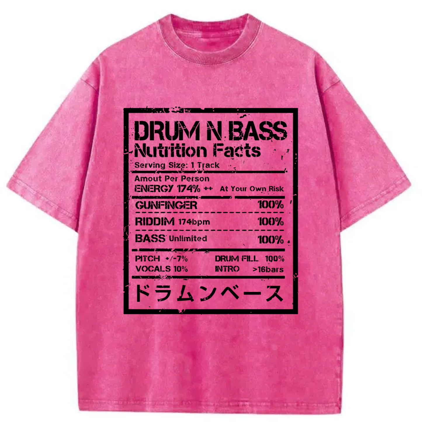 Tokyo-Assassin Drum&Bass Nutrition Facts Washed T-Shirt-Tokyo-Assassin