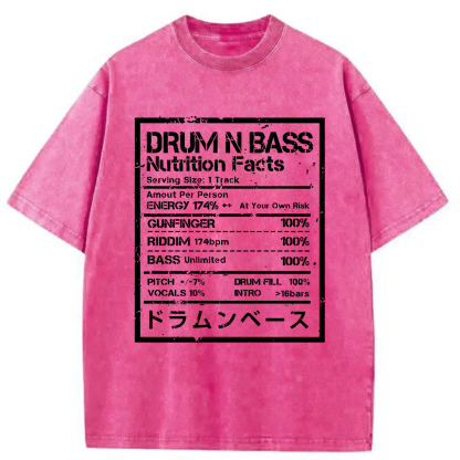 Tokyo-Assassin Drum&Bass Nutrition Facts Washed T-Shirt-Tokyo-Assassin