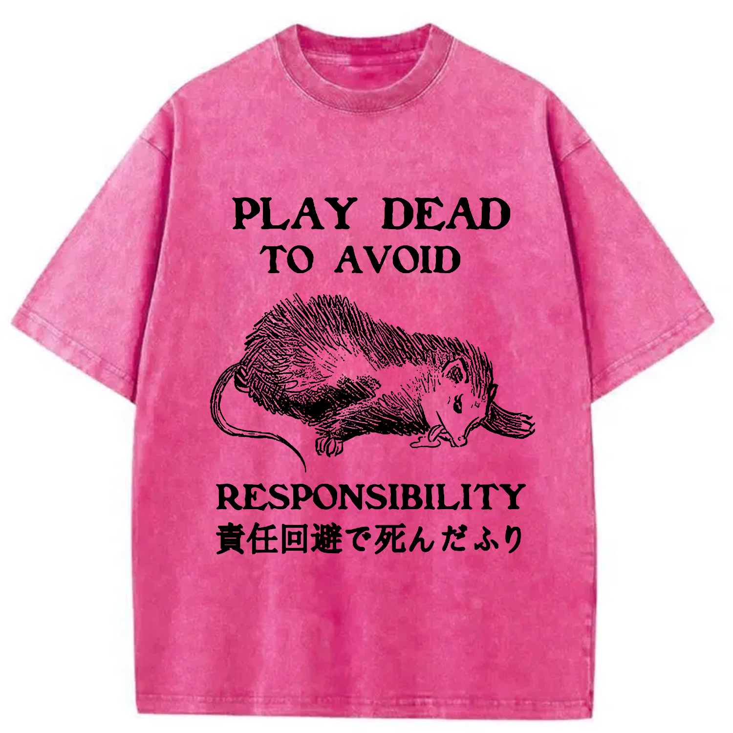 Tokyo-Assassin Play Dead To Avoid Responsibility Washed T-Shirt-Tokyo-Assassin
