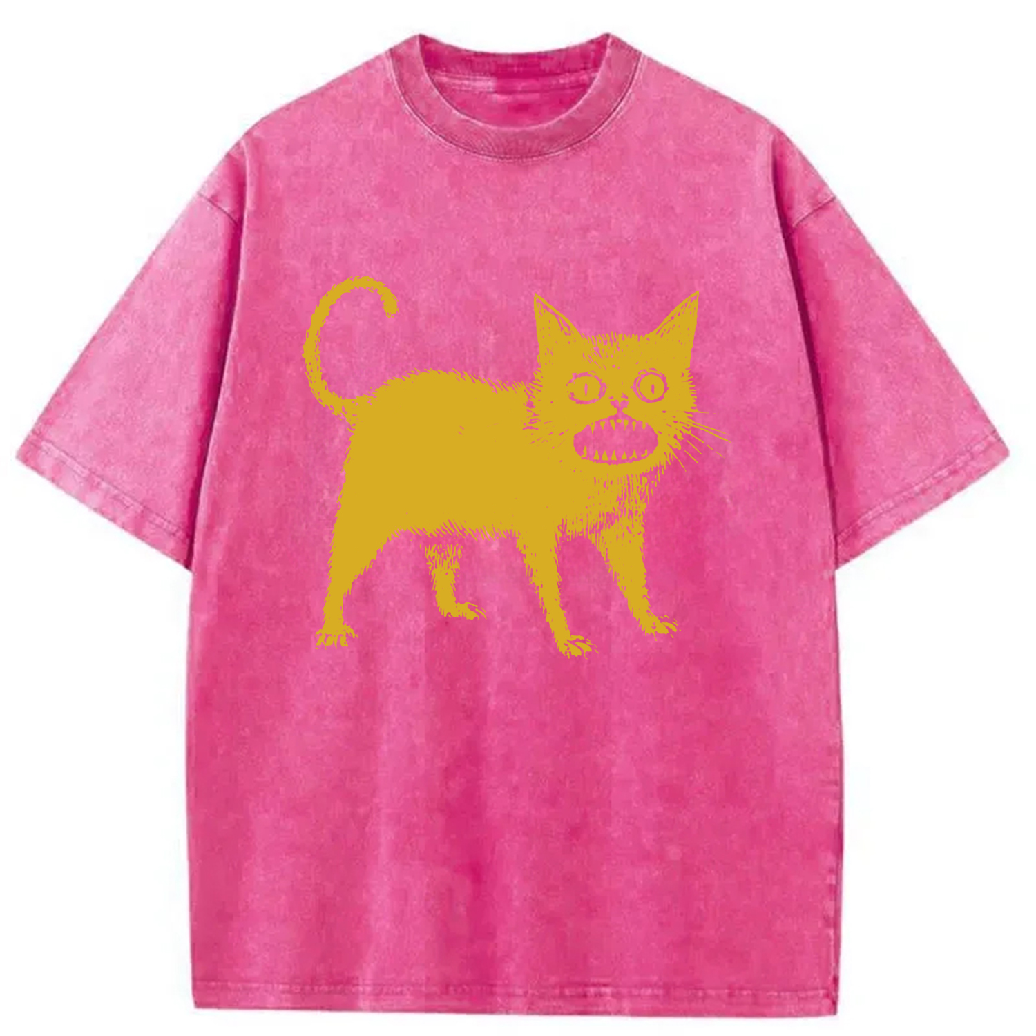 Tokyo-Assassin Horrible Japanese Cat Washed T-Shirt-Tokyo-Assassin