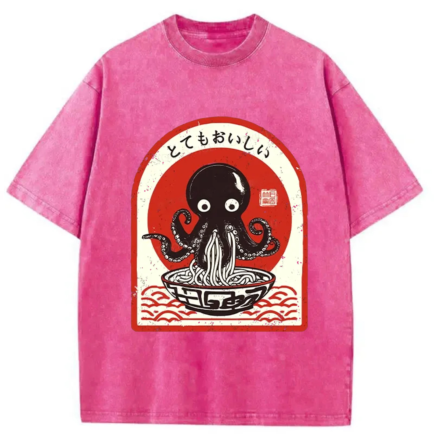 Tokyo-Assassin Ramen Lover Octopus Washed T-Shirt-Tokyo-Assassin