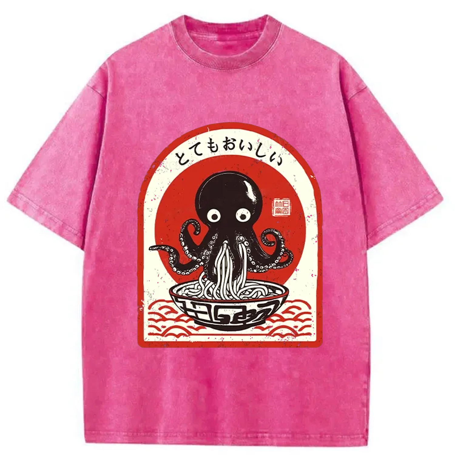 Tokyo-Assassin Ramen Lover Octopus Washed T-Shirt-Tokyo-Assassin