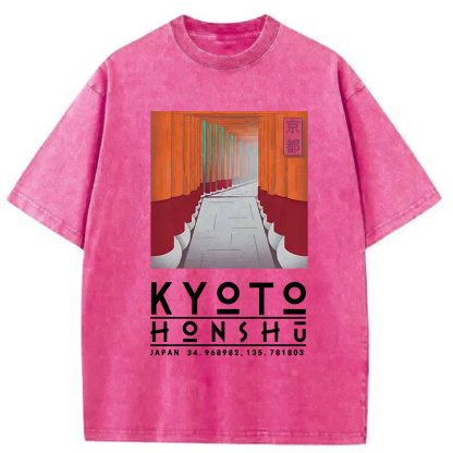 Tokyo-Assassin Kyoto Attractions Washed T-Shirt-Tokyo-Assassin