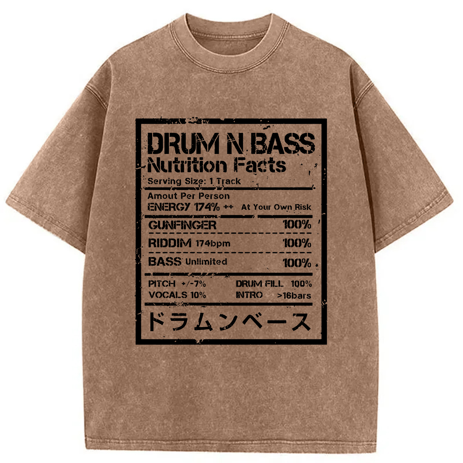 Tokyo-Assassin Drum&Bass Nutrition Facts Washed T-Shirt-Tokyo-Assassin