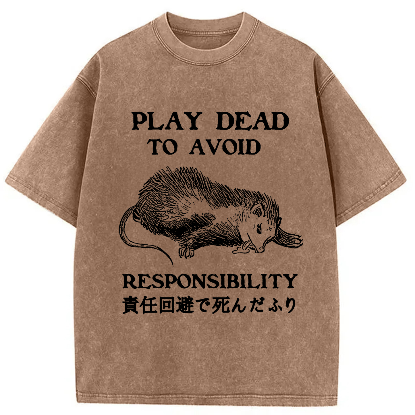 Tokyo-Assassin Play Dead To Avoid Responsibility Washed T-Shirt-Tokyo-Assassin