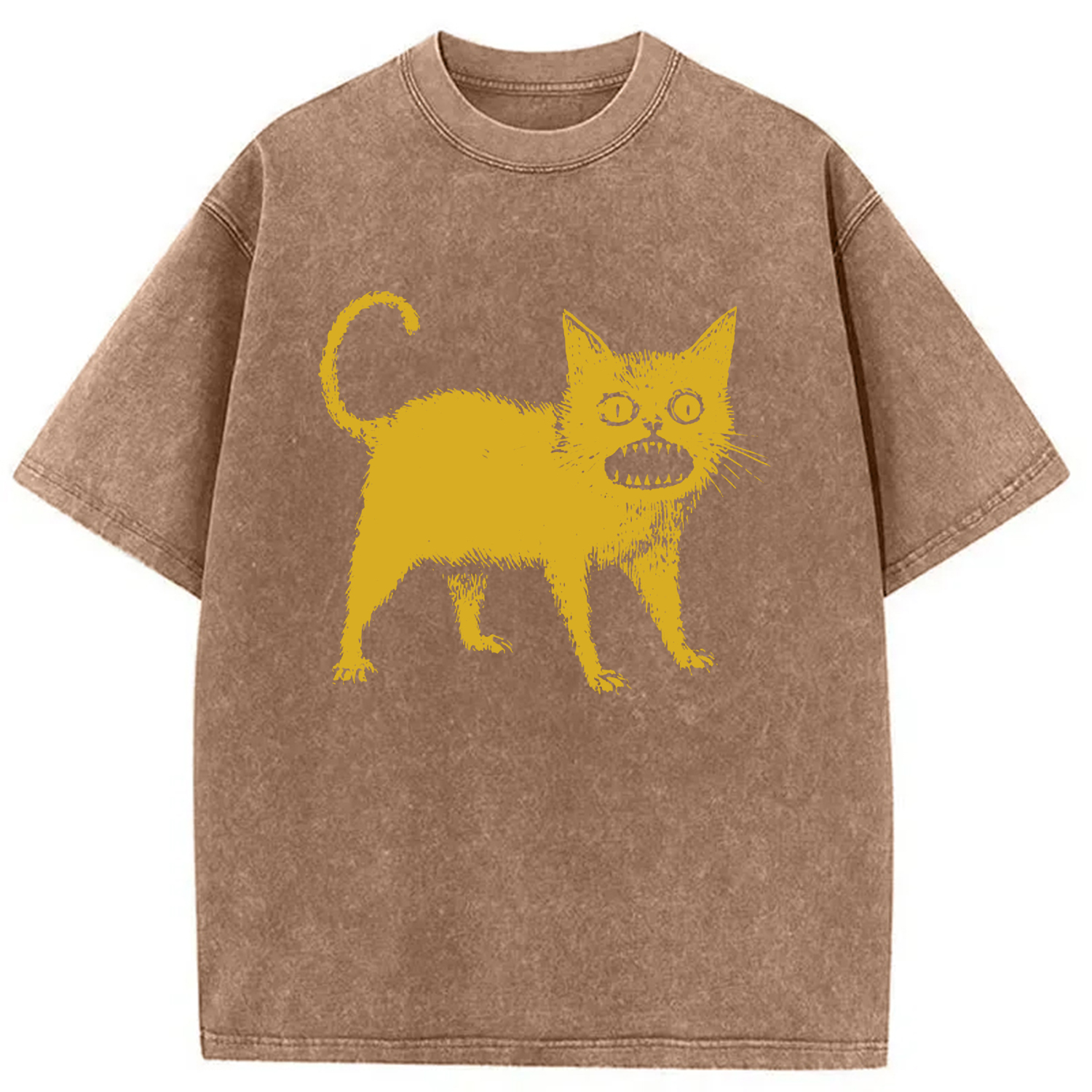 Tokyo-Assassin Horrible Japanese Cat Washed T-Shirt-Tokyo-Assassin