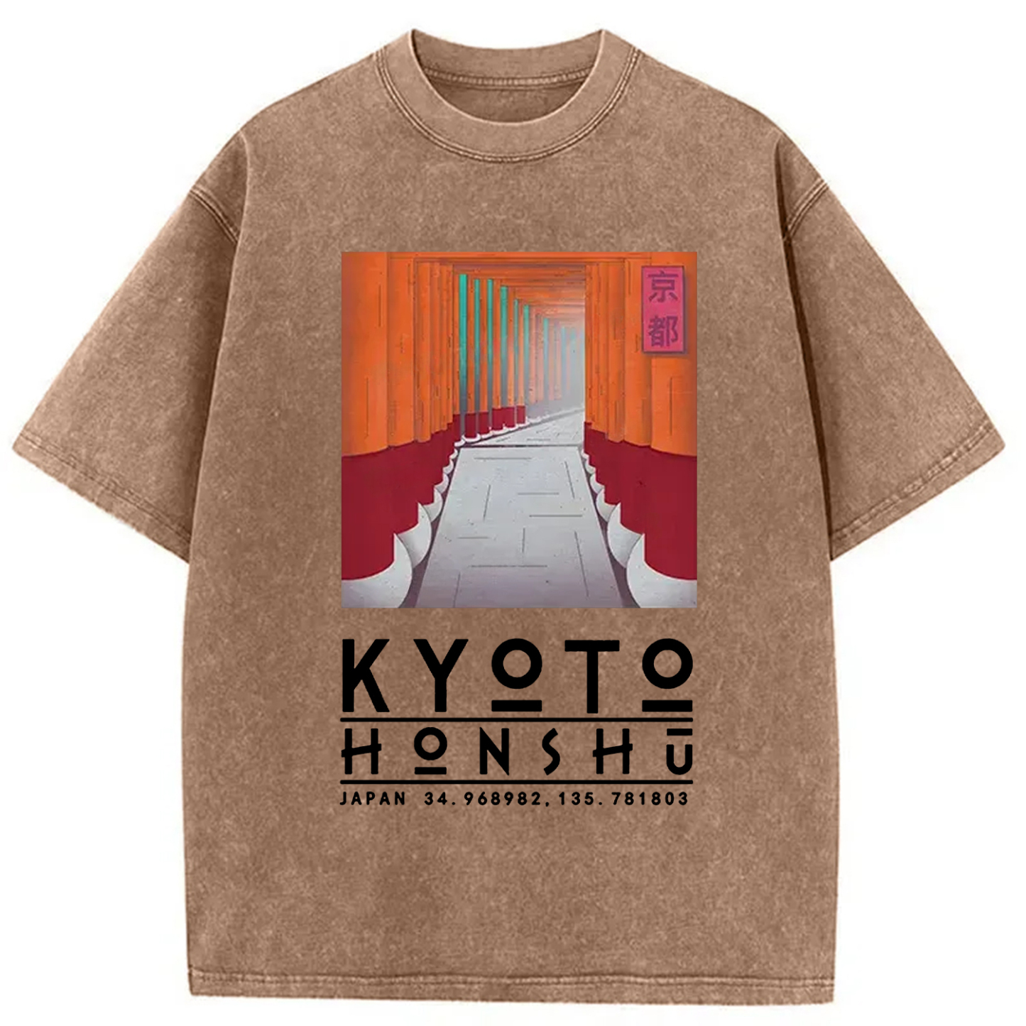 Tokyo-Assassin Kyoto Attractions Washed T-Shirt-Tokyo-Assassin